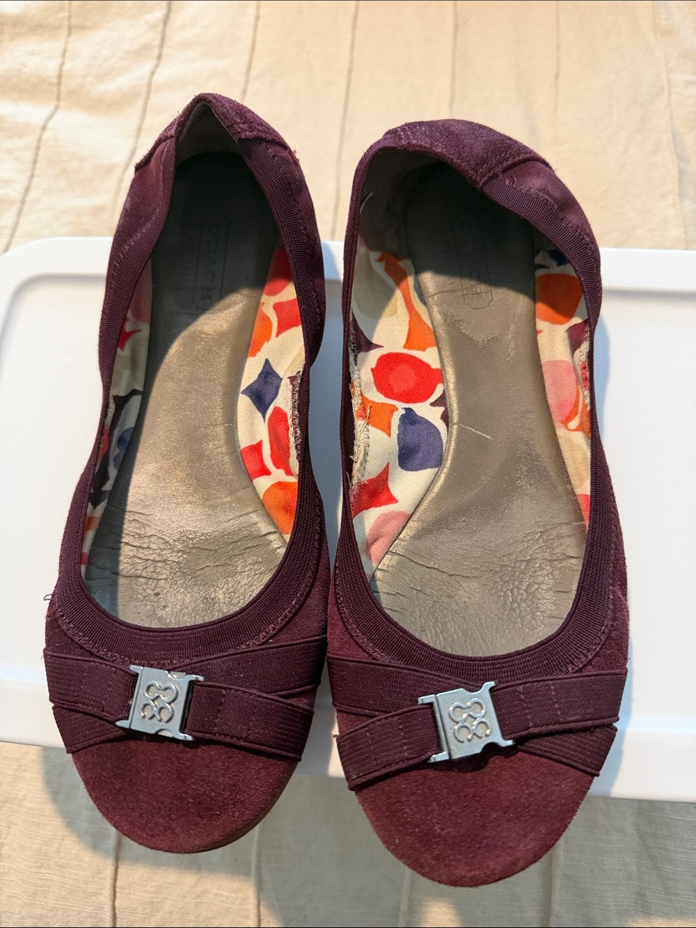 Women's Burgundy Coach Ballet Flats